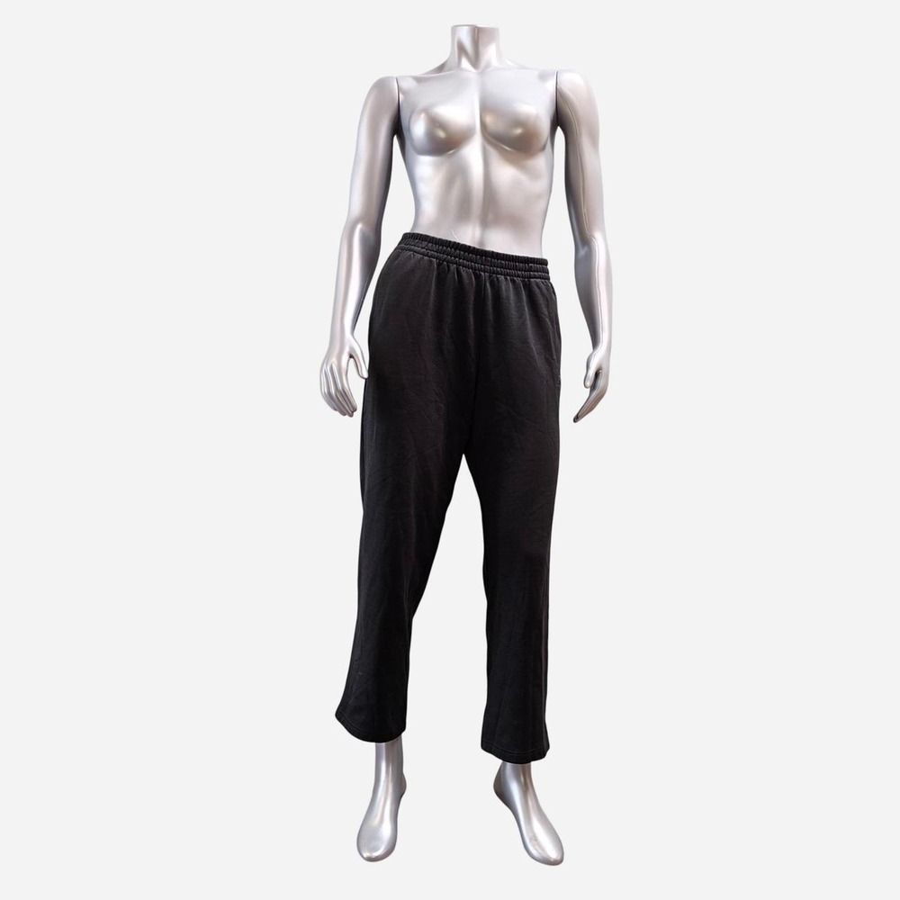 Adidas Women Black Fleece Sweatpants Straight Leg Activewear Pants Size Small